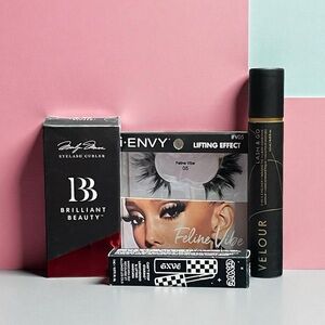 I Envy Lashes, Velour Eyeliner, Lash Curler and GXVE Travel Mascara Bundle